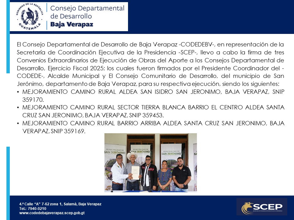 Firma de Convenios Extraordinarios de Ejecución de Obras del Aporte a los Consejos Departamental de Desarrollo